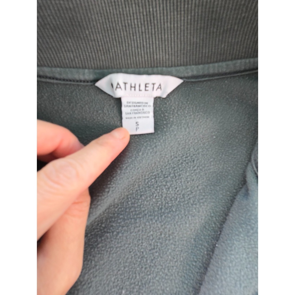 Athleta Womens Half‎ Zip Sweatshirt Green Hybrid Triumph Cinch Waist Pullover S - Picture 13 of 16